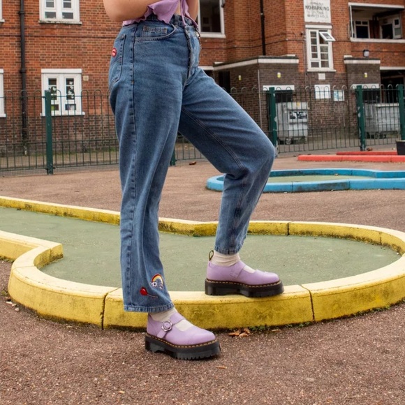 Dr. Marten’s Addina Flower Buckle Leather Platform Shoes Size 10 - Picture 5 of 11